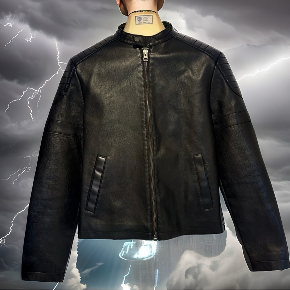 Topman faux-leather moto jacket - worn once in a film shoot